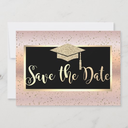 Save The Date Chapeau de remise des diplômes, Rose Gold Graduati (Devant)
