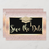 Save The Date Chapeau de remise des diplômes, Rose Gold Graduati (Devant / Derrière)