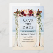 Save The Date Chapiteau de plage de mariage aquarelle floral bur (Devant / Derrière)