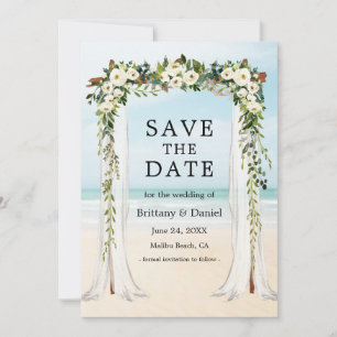 Save The Date Chapiteau de plage de mariage aquarelle vert flora
