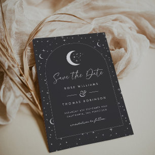 Save The Date Charcoal Celeste Arched Sauvegarder La Date