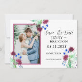 Save The Date Chardon Elégant écossais violet photo florale (Devant)