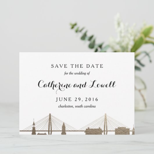 Save The Date Charleston Caroline du Sud Faux Gold Enregistrer l (Debout devant)