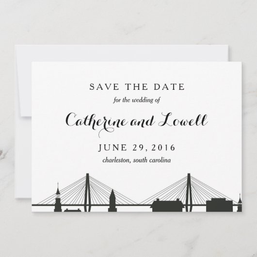 Save The Date Charleston Caroline du Sud Noir Enregistrer la dat (Devant)
