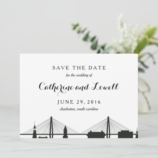 Save The Date Charleston Caroline du Sud Noir Enregistrer la dat (Debout devant)