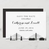 Save The Date Charleston Caroline du Sud Noir Enregistrer la dat (Devant / Derrière)