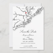 Save The Date Charleston SC Elegant Mariage noir et blanc (Devant)