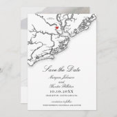 Save The Date Charleston SC Elegant Mariage noir et blanc (Devant / Derrière)