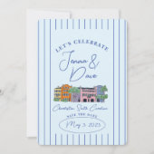 Save The Date Charleston, SC Enregistrer la date Mariage aquarel (Devant)