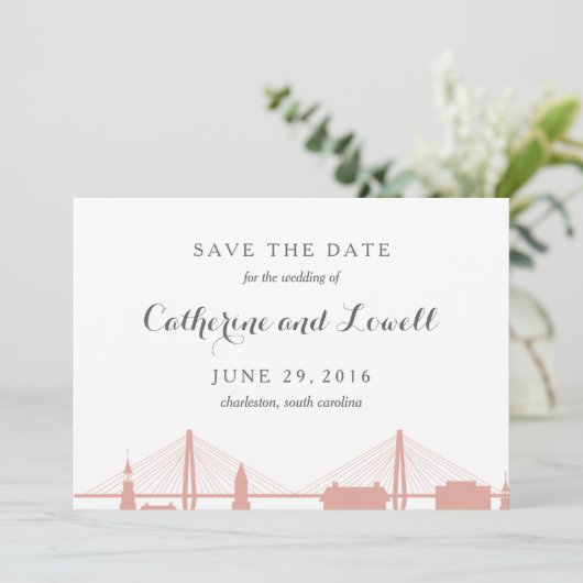 Save The Date Charleston South Carolina Blush Enregistrer la dat (Debout devant)