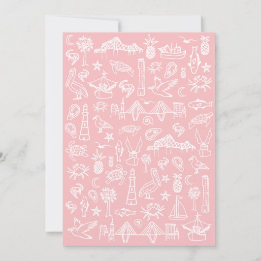 Save The Date Charleston Toile Skyline en rose Enregistrer la da (Dos)