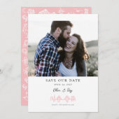 Save The Date Charleston Toile Skyline en rose Enregistrer la da (Devant / Derrière)