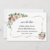 Save The Date Charm Blush Champagne Fleurs Mariage de calligraph (Devant)