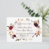 Save The Date Charm Burgundy Rouge Marsala Floral Enregistrer La (Debout devant)