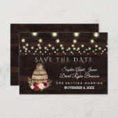 Save The Date Charm Fall Bourgogne Floral Vin Barrel Mariage (Devant / Derrière)