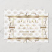 Save The Date Charm Gold Great Gatsby Art Déco Enregistrer La Da (Devant / Derrière)