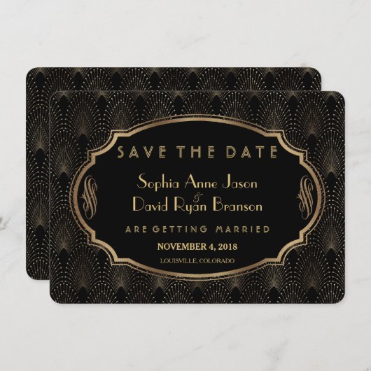 Save The Date Charm Great Gatsby 20s Art Déco Enregistrer la dat (Devant / Derrière)