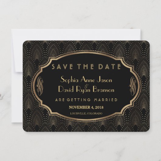 Save The Date Charm Great Gatsby 20s Art Déco Enregistrer la dat (Devant)