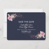 Save The Date Charm Marine Bleu Maroon Boho Floral Enregistrer L (Devant)