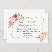 Save The Date Charm Or Blush Rose Floral Enregistrer La Date (Devant / Derrière)