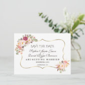 Save The Date Charm Or Blush Rose Floral Enregistrer La Date (Debout devant)