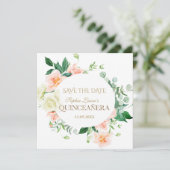 Save The Date Charm Spring Blush Fleurs blanches Quinceañera (Debout devant)