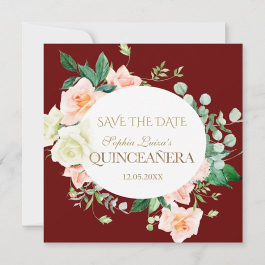 Save The Date Charm Spring Blush Fleurs blanches Quinceañera (Dos)