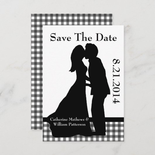 Save The Date Charmant Couple Silhouette Enregistrer La Date (Devant / Derrière)