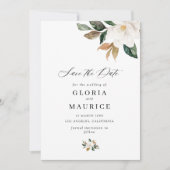 Save The Date charmant script Magnolia floral Enregistrer la dat (Devant)