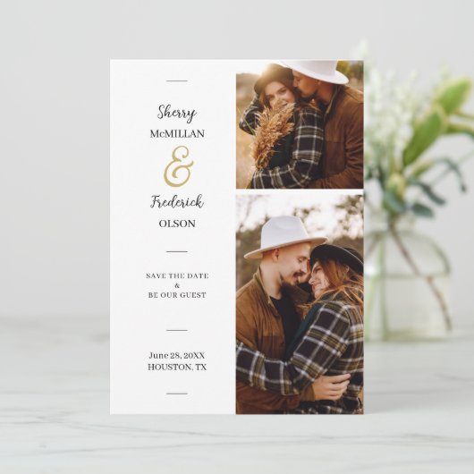 Save The Date Charme 2 Photos Code QR Mariage minimal (Debout devant)