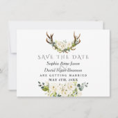Save The Date Charme Blanc Aquarelle Fleurs Mariage en fleurs (Devant)