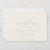 Save The Date Charme élégant ivoire et mariage d'or Enregistrer (Devant)