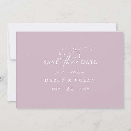 Save The Date Charme Élégant Lilac Rose Mariage Enregistrer La D (Devant)