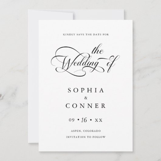 Save The Date Charme élégant Script Mariage photo QR Code (Devant)