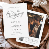 Save The Date Charme élégant Script Mariage photo QR Code