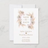 Save The Date Charme rose Roses Orchidée Blanche Pampas Mariage  (Devant)