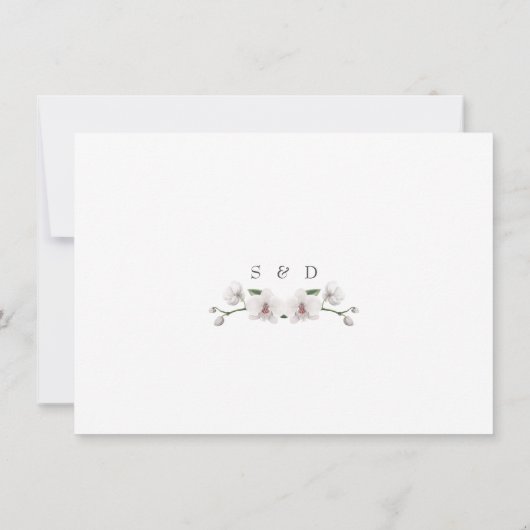 Save The Date Charme White Orchidée Mariage Calligraphie (Dos)