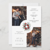 Save The Date Charming Christmas Wedding Floral Wreath 2 Photos (Devant)
