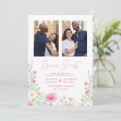 Save The Date Charming Delicate Pink Shades Wildflowers 2 Photos (Debout devant)