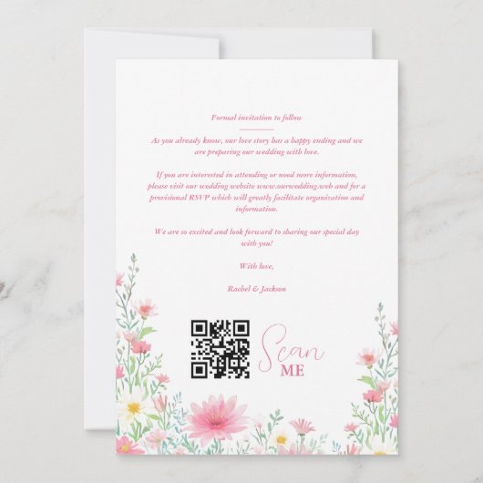 Save The Date Charming Delicate Pink Shades Wildflowers 2 Photos (Dos)