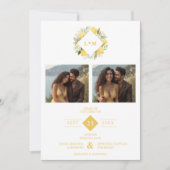 Save The Date Charming Romantic Cluster Lemons Initials 2-Photos (Devant)