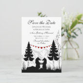 Save The Date Charming Silhouette Mountain Bear Couple Mariage (Debout devant)