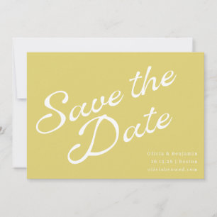 Save The Date Chartreuse Jaune Tropical Mariage Rétro Script