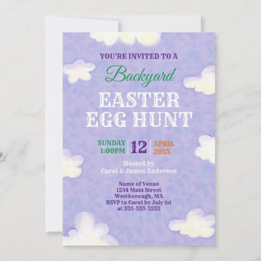 Save The Date Chasse aux oeufs de Pâques Sauvez la date Invitati (Dos)