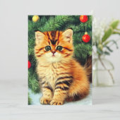 Save The Date Chat de Noël Vintage (Debout devant)