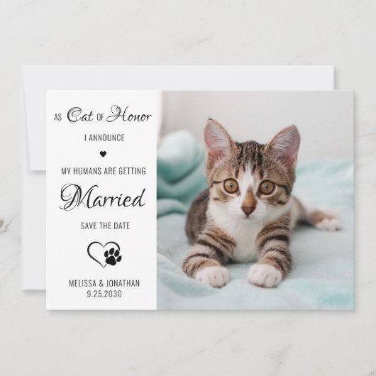 Save The Date Chat D'Honneur Personnalisé Animaux De Compagnie P (Devant)