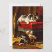 Save The Date Chat et chatons Jouer avec chaise (Devant)