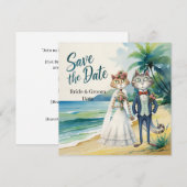 Save The Date Chat Mariage Plage Mariage Thème (Devant / Derrière)