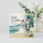 Save The Date Chat Mariage Plage Mariage Thème (Debout devant)
