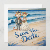 Save The Date Chat Mariage Plage Mariage Thème (Devant / Derrière)